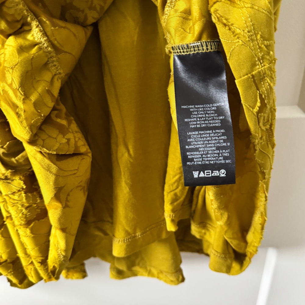 Anthropologie Mustard Yellow Ruffle Mini Dress - Picture 12 of 12